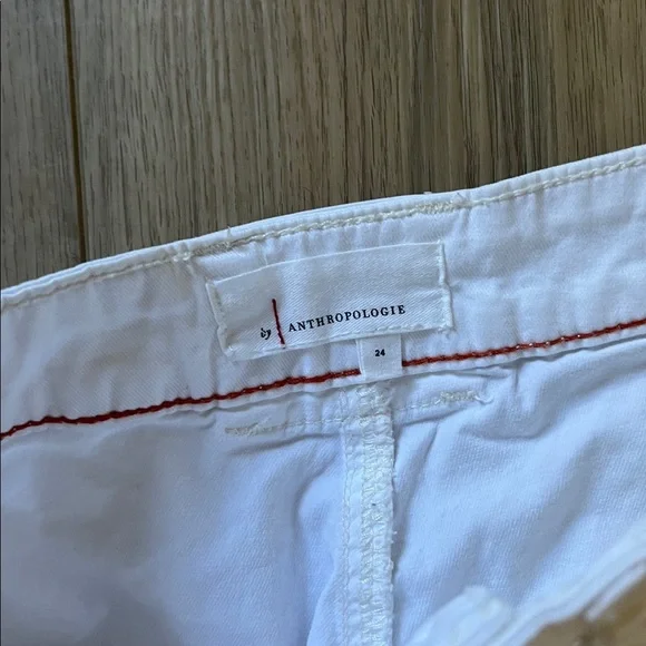 Anthropologie White Cotton Pants Size 24 Straight Leg - Picture 3 of 5